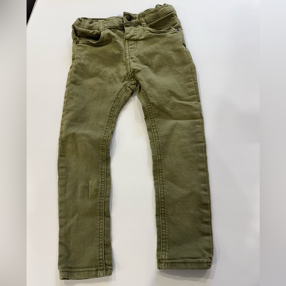 Zara Boys Khaki Green Slim Skinny Jeans Olive Green Pants Size 3-4 Toddler Boys